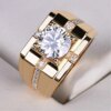 bague de fiançailles homme cubique ronde en argent pour hommes, bijoux absorbe ouissants