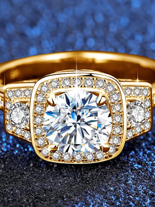 Bague de fiançailles femme Moissanite couleur D pour femmes, bijoux avec certificat