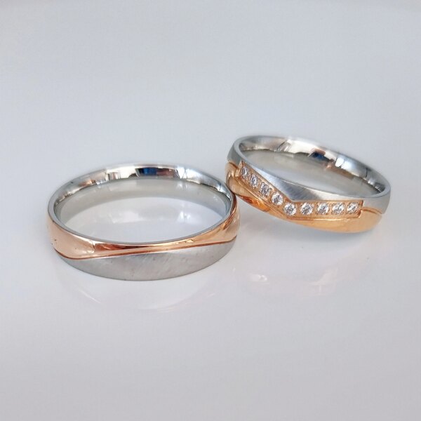 bague de promesse en plaqué or Rose 14k pour hommes et femmes, magnifique ensemble de bagues de mariage