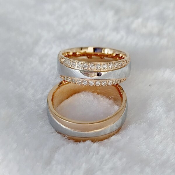 bague de promesse en plaqué or Rose 18 carats pour hommes et femmes, anneau de fiançailles