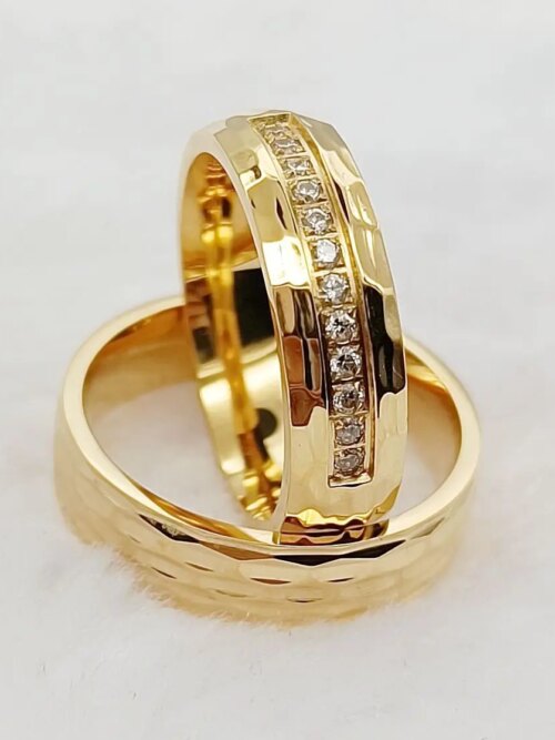 66448-6d64ed.jpg bague de promesse en titane pour Couples, bijoux martelés occidentaux de haute qualité