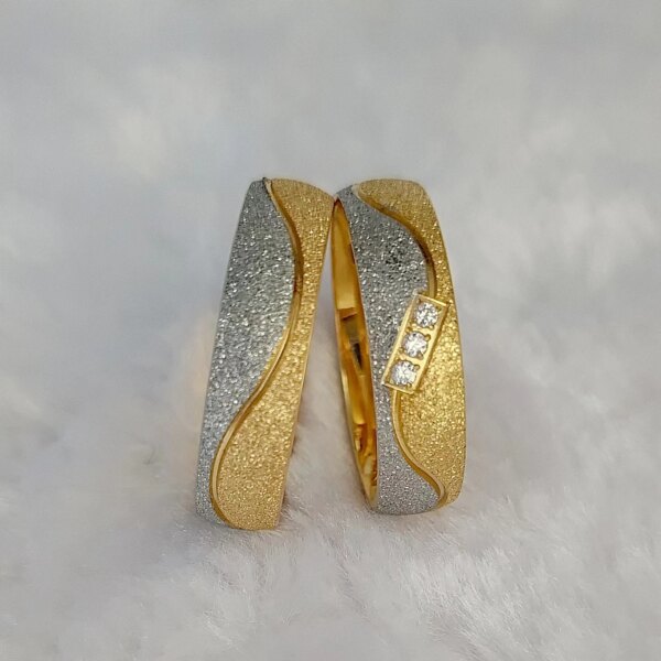 bague de promesse Ensemble de matiques de mariage en acier inoxydable pour hommes et femmes, plaqué or 18 carats