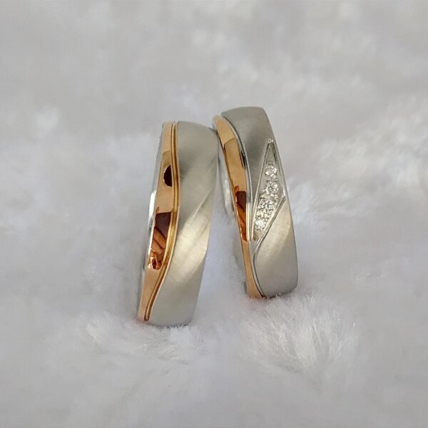 bague de promesse en plaqué or Rose 14k pour hommes et femmes, magnifique ensemble de bagues de mariage