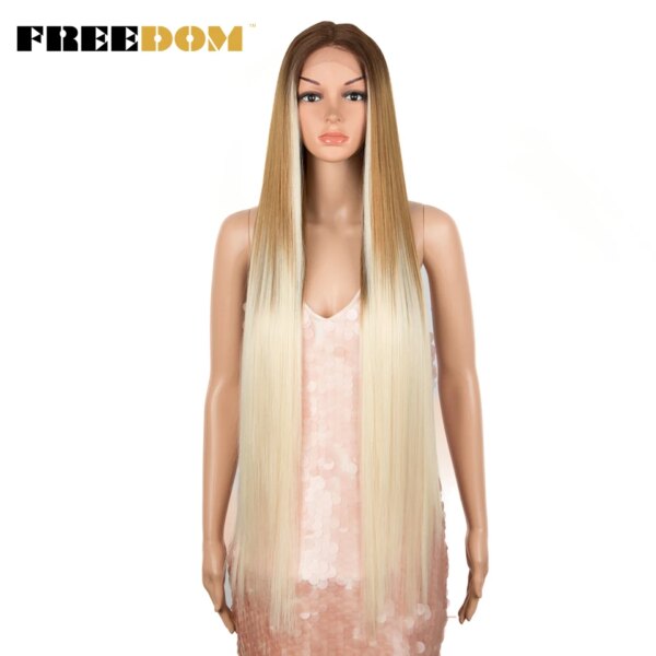 Perruque Synthétique Longue Raide Ombrée Rose pour Femme Noire