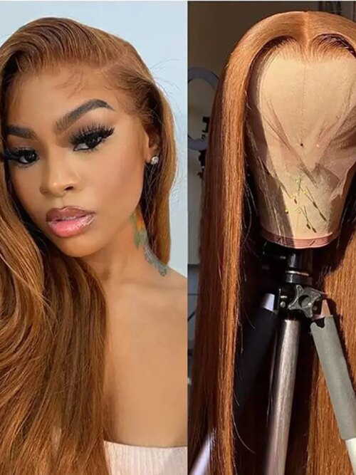 Perruque Lace Front wig synthétiques lisses et longues