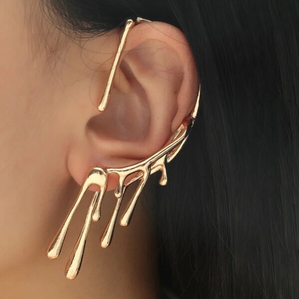 boucle d oreille grimpante manchette d'oreille pour femme, bijoux en forme de goutte d'eau