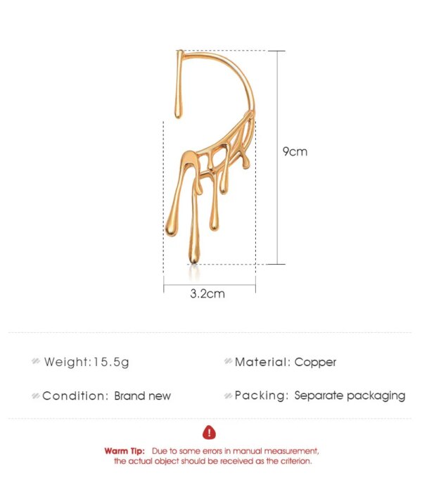 boucle d oreille grimpante manchette d'oreille pour femme, bijoux en forme de goutte d'eau