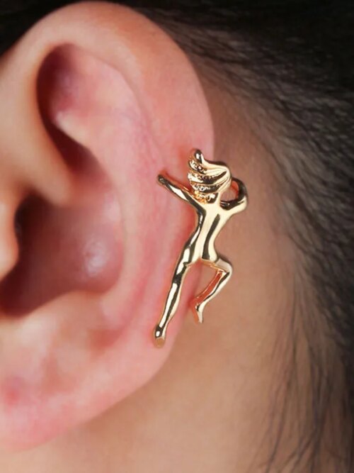 boucle d oreille grimpante en Forme d'Humain pour Femme, réinitialisation d'Oreille, Escalade