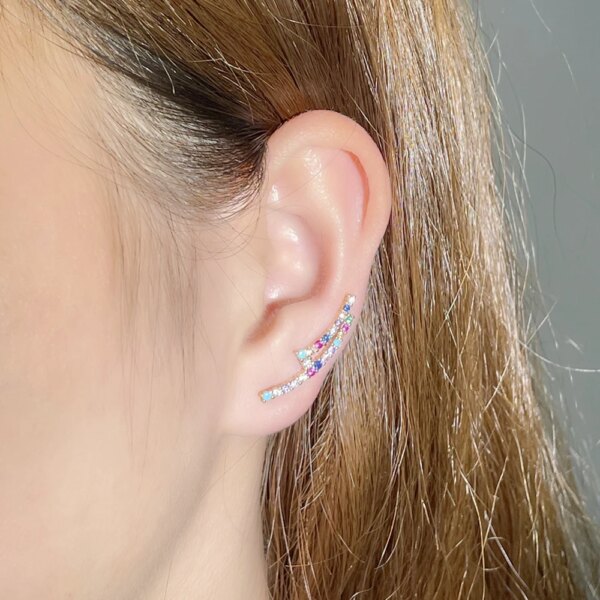 boucle d oreille grimpante en zircone cubique multicolore Unique, petit manchette d'oreille