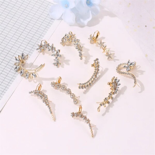 boucle d oreille grimpante sulfen Argent et Or pour Femme, réinitialisation d'Escalade, Bijoux Bohème en Clip