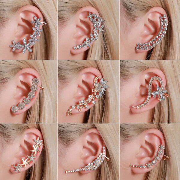 boucle d oreille grimpante sulfen Argent et Or pour Femme, réinitialisation d'Escalade, Bijoux Bohème en Clip