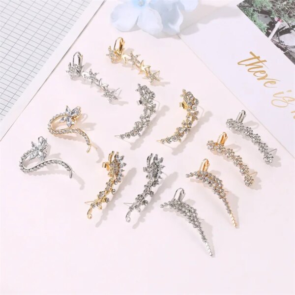 boucle d oreille grimpante sulfen Argent et Or pour Femme, réinitialisation d'Escalade, Bijoux Bohème en Clip