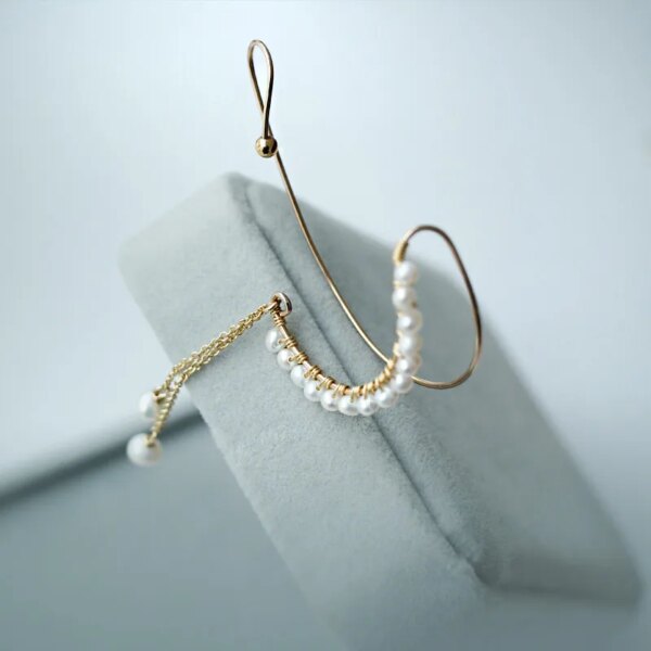 boucle d oreille grimpante clip perle remplie d'or 14 carats pour femme, manchette d'oreille grimpante