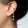 boucle d oreille grimpante clip perle remplie d'or 14 carats pour femme, manchette d'oreille grimpante