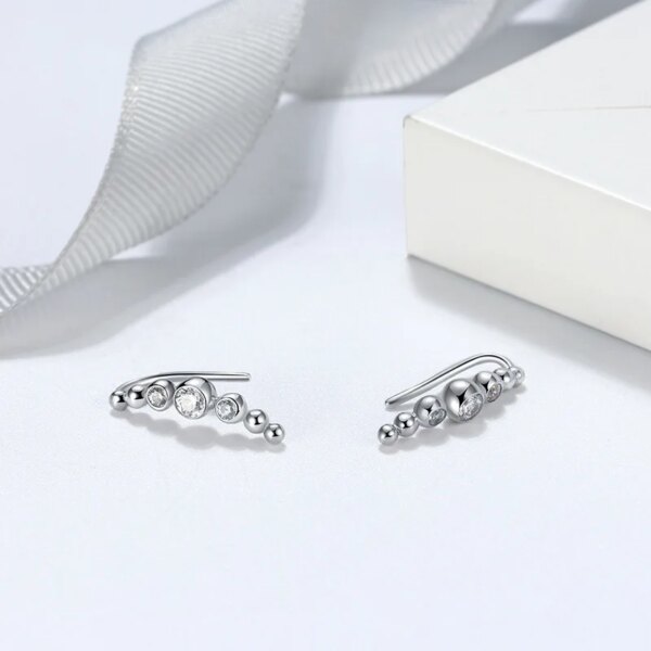boucle d oreille grimpante à bulles en argent Sterling 925 pour femme, bijoux à la mode pour mariage
