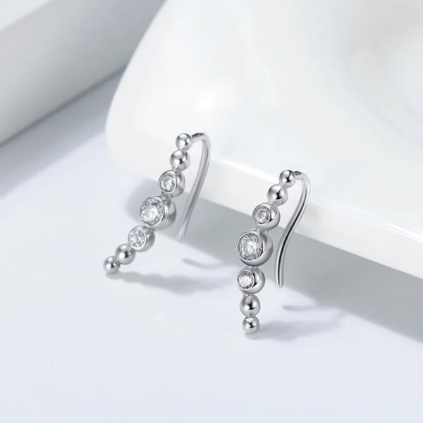 boucle d oreille grimpante à bulles en argent Sterling 925 pour femme, bijoux à la mode pour mariage