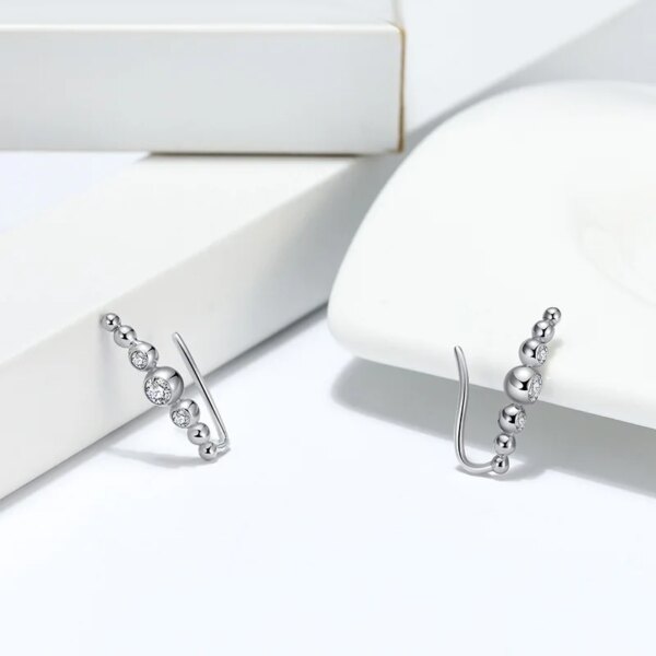 boucle d oreille grimpante à bulles en argent Sterling 925 pour femme, bijoux à la mode pour mariage