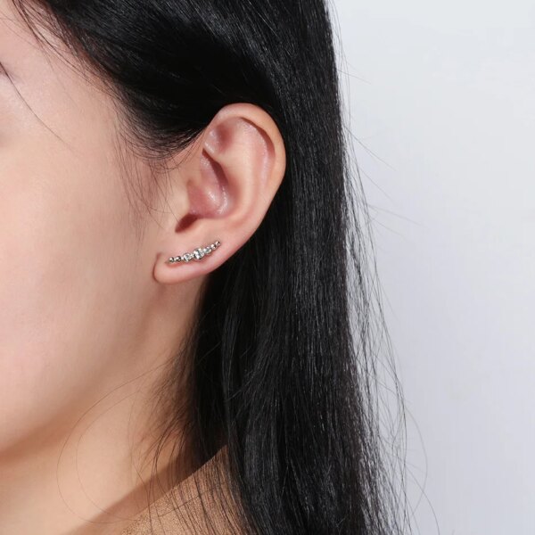 boucle d oreille grimpante à bulles en argent Sterling 925 pour femme, bijoux à la mode pour mariage