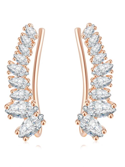 boucle d oreille grimpante scintillantes pour femmes, bijoux de luxe, ailes d'angle, manchette d'escalade, AAA +