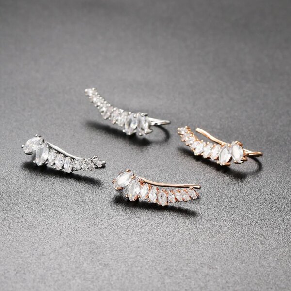 boucle d oreille grimpante scintillantes pour femmes, bijoux de luxe, ailes d'angle, manchette d'escalade, AAA +