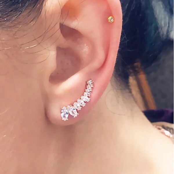 boucle d oreille grimpante scintillantes pour femmes, bijoux de luxe, ailes d'angle, manchette d'escalade, AAA +