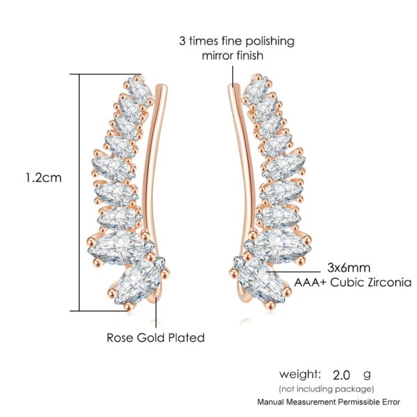 boucle d oreille grimpante scintillantes pour femmes, bijoux de luxe, ailes d'angle, manchette d'escalade, AAA +