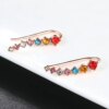 boucle d oreille grimpante en cristal coloré pour femmes, en zircon coloré, or Rose, bijoux inhabituel