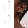 69165-37a133.jpg boucle d oreille grimpante en argent Sterling 925, chaîne à Clip pour femmes, Zircon étoile, pompon, à la mode
