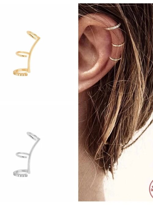 boucle d oreille grimpante en argent Sterling 925, chaîne à Clip pour femmes, Zircon étoile, pompon, à la mode