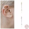 69218-b7c447.jpg boucle d oreille grimpante en Zircon argenté pour femmes, Clip de Piercing Diagonal, chaîne épingle
