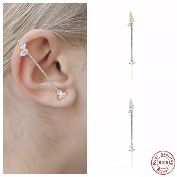 69218-b7c447.jpg boucle d oreille grimpante en Zircon argenté pour femmes, Clip de Piercing Diagonal, chaîne épingle