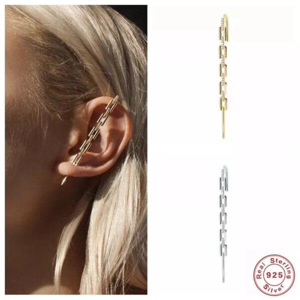 69218-f83628.jpg boucle d oreille grimpante en Zircon argenté pour femmes, Clip de Piercing Diagonal, chaîne épingle