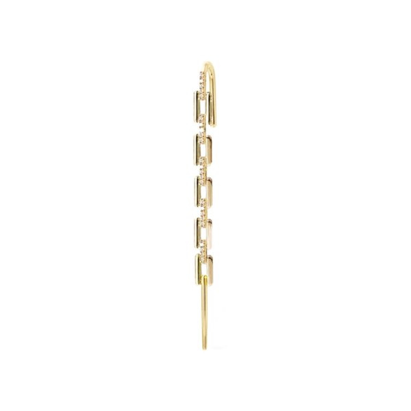 boucle d oreille grimpante en Zircon argenté pour femmes, Clip de Piercing Diagonal, chaîne épingle