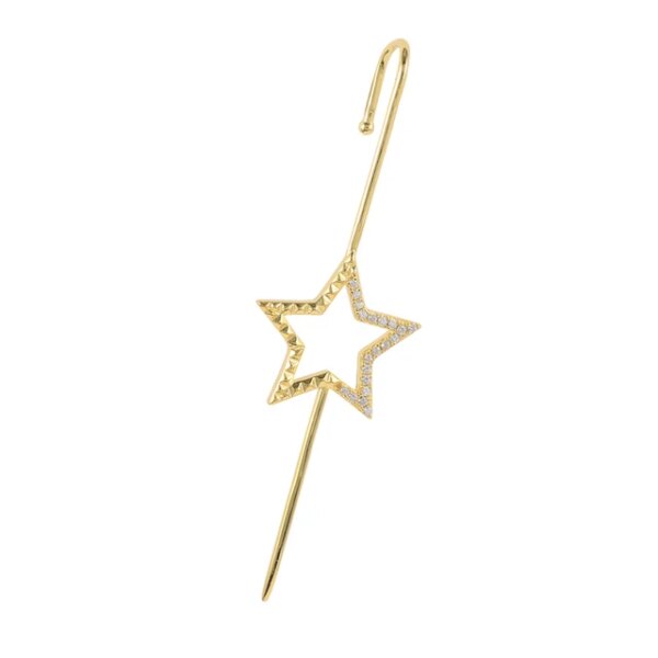 boucle d oreille grimpante en Zircon argenté pour femmes, Clip de Piercing Diagonal, chaîne épingle