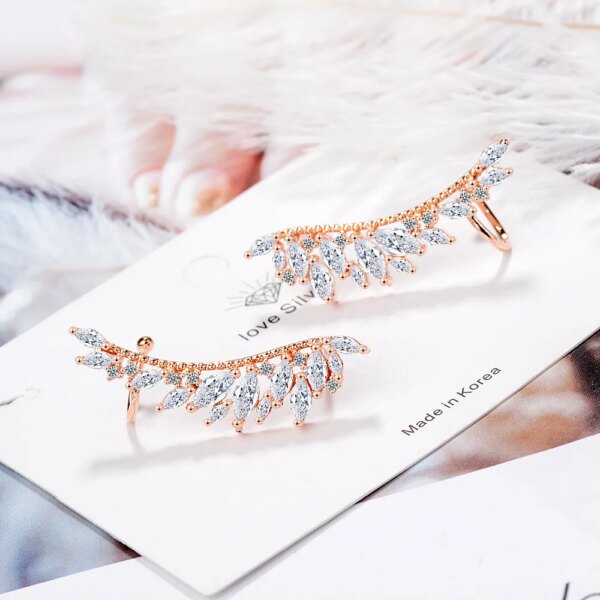 boucle d oreille grimpante Ailes d'Ange en Argent Sterling 925, Bijou Fin