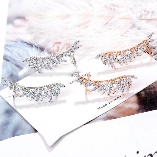 boucle d oreille grimpante Ailes d'Ange en Argent Sterling 925, Bijou Fin