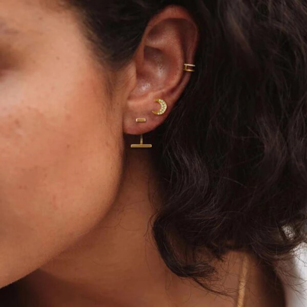 boucle d oreille grimpante Creuses en Forme de U en Argent Sterling 925, Sans Piercing