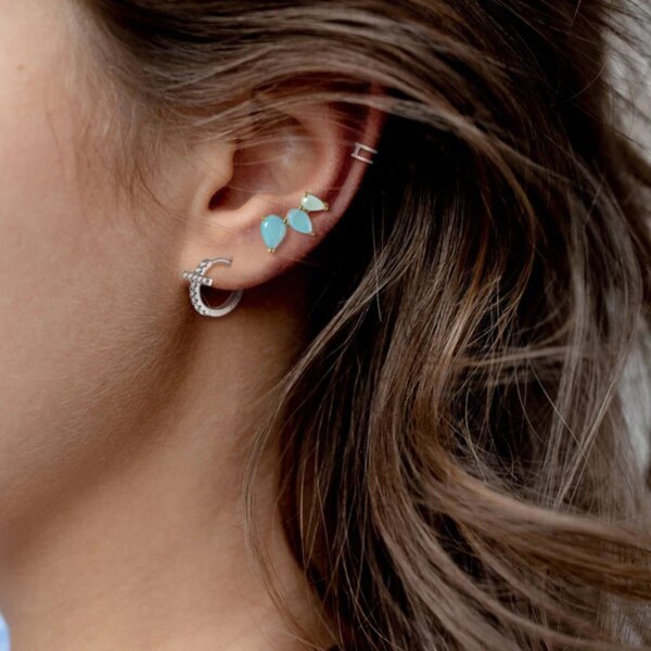 boucle d oreille grimpante Creuses en Forme de U en Argent Sterling 925, Sans Piercing