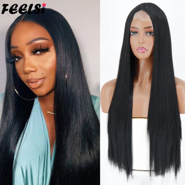 6927-f8ef62.jpg Perruque synthetique mi-longue lisse Blonde brune pour femmes