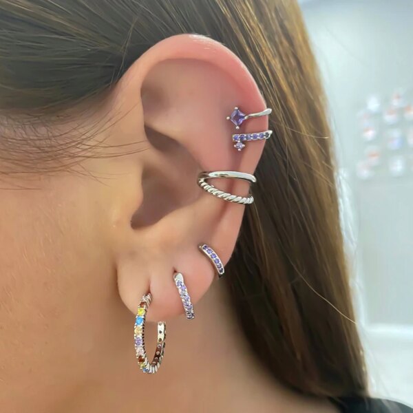 69274-320bc6.jpg boucle d oreille grimpante en Argent 925 en Forme de C, Piercing, Couleur Arc-en-Ciel