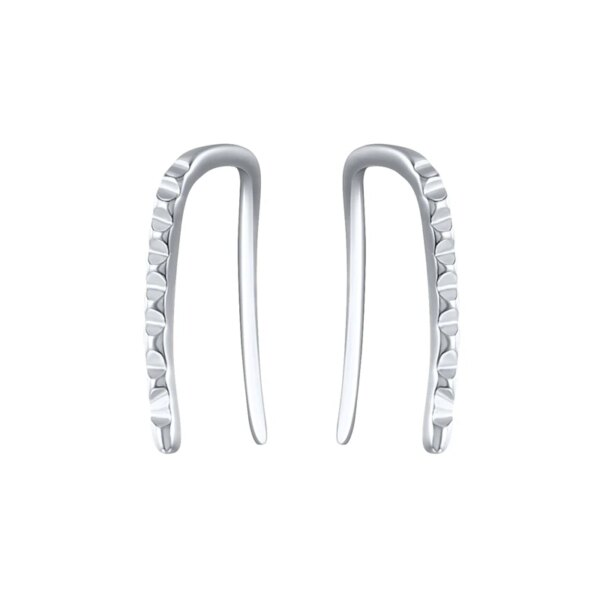 boucle d oreille grimpante Ligne Ondulée en Argent Sterling 925, Minimaliste, Grimpeurs d'Oreilles