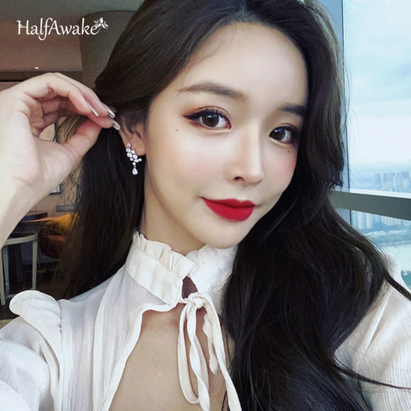 boucle d oreille grimpante de luxe en argent regardé 925 pour femmes et filles, diamant à haute teneur en carbone