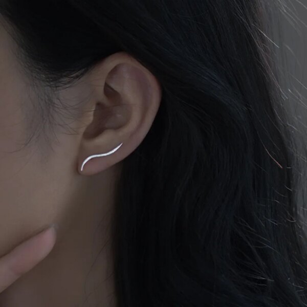 boucle d oreille grimpante en argent Sterling 925 pour femmes et filles, bijoux fins, simples