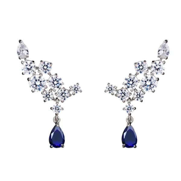 boucle d oreille grimpante de luxe en argent regardé 925 pour femmes et filles, diamant à haute teneur en carbone
