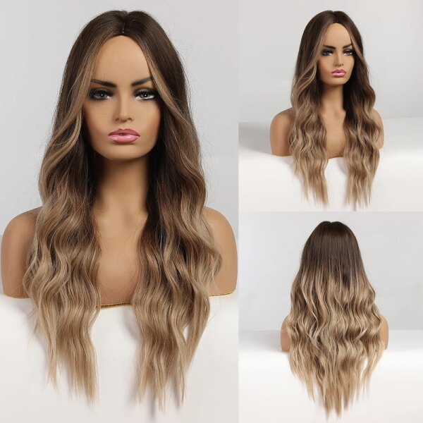 Perruque de Cosplay synthétique Ombre Blonde pour femmes