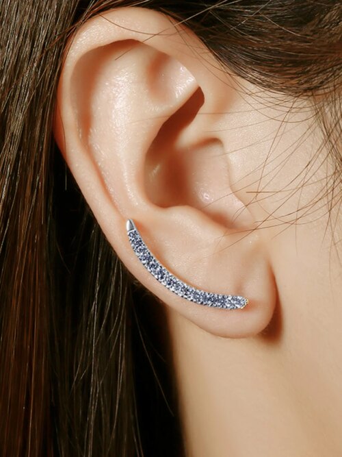 boucle d oreille grimpante Moissanite pour femmes, argent 100%, 925, testeur de diamant, passage, bijoux de mariage