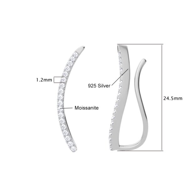 boucle d oreille grimpante Moissanite pour femmes, argent 100%, 925, testeur de diamant, passage, bijoux de mariage