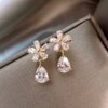 boucles d oreilles mariée feuilles en cristal, fleurs, Zircon, Rose, papillon