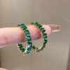 boucles d oreilles mariée créoles CZ incrustées pour femmes, boucles d'oreilles rondes en cristal vert