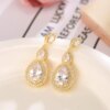 boucles d oreilles mariée longues de mariage en Zircon avec goutte d'eau ronde
